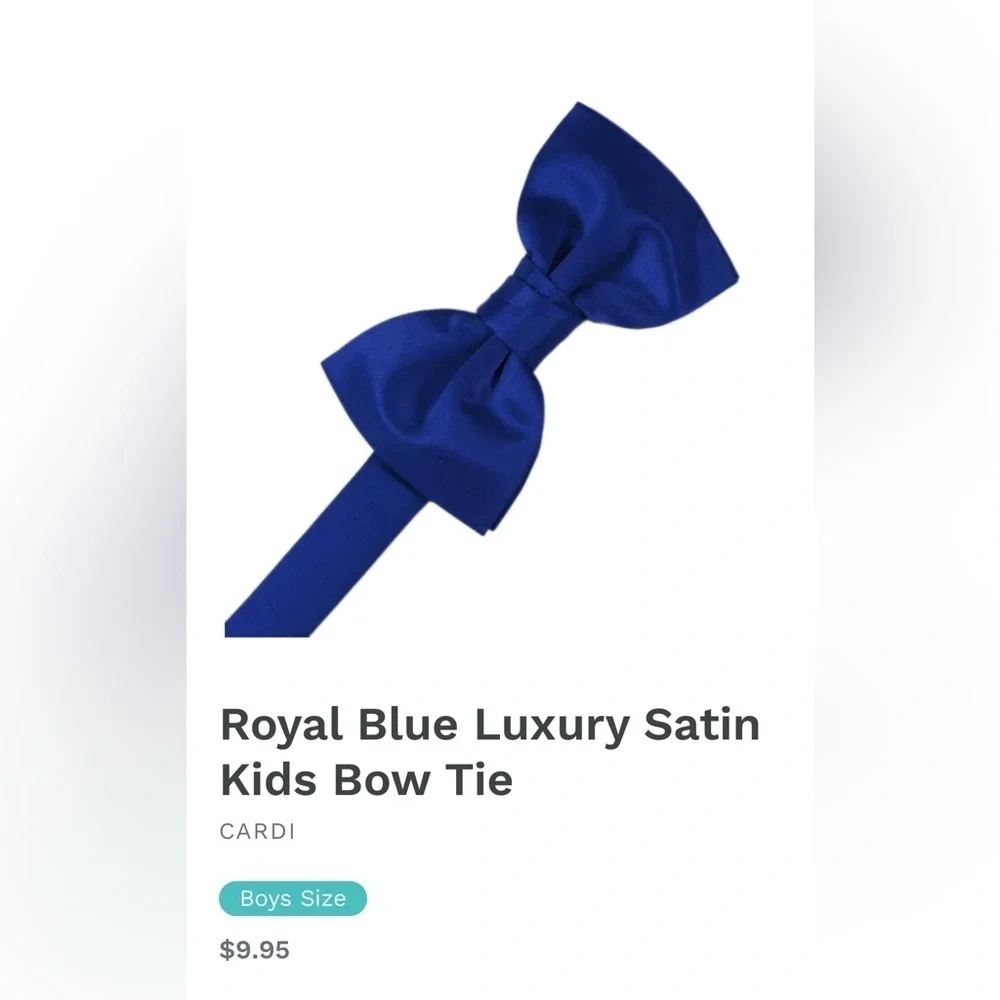Royal Blue Wedding Prom Tuxedo Pre Tied clip on Bow tie bowtie kids boys